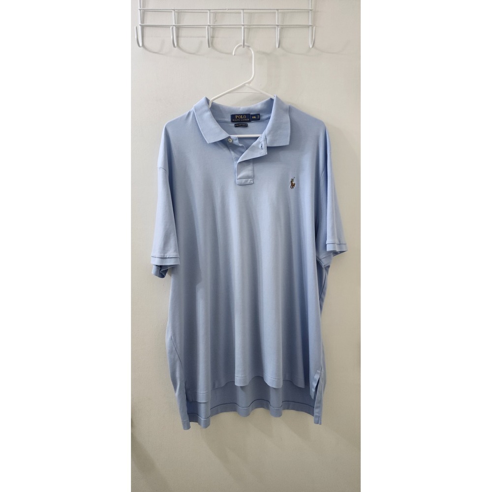 Polo Ralph Lauren Pima Soft Touch Polo Shirt Mens XXL Light Blue Short Sleeve